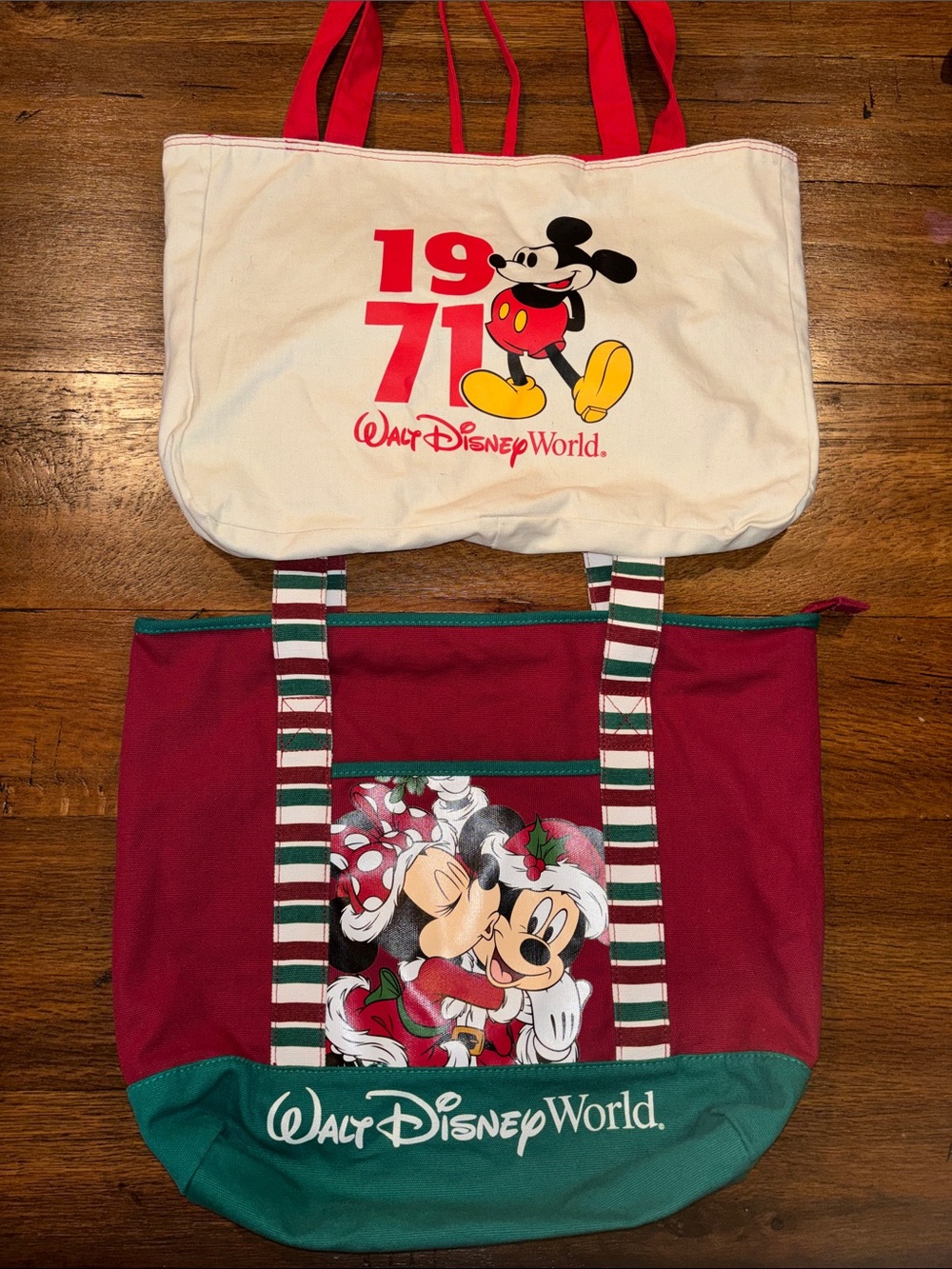 Disney Tote Bag Bundle of 2 Christmas 1971 reversible bag